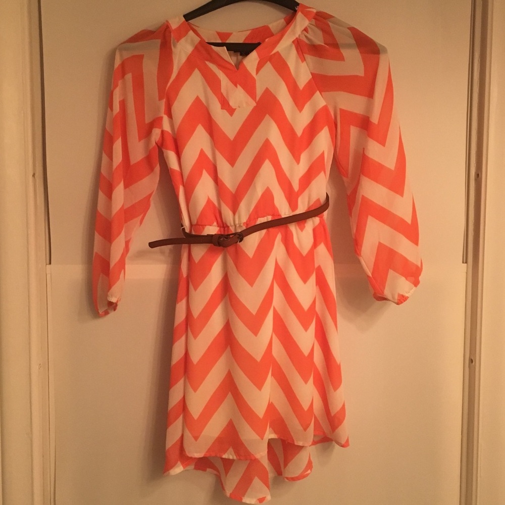 Pink and white zig-zag dress
